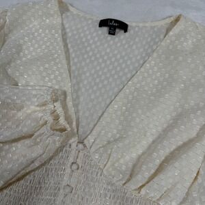 Lulus Long Balloon‎ Sleeve Smocked Button Up Ruffle Peasant Fairy Feminine Y2K